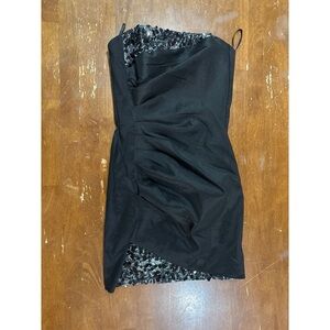 Jessica McClintock Black Strapless Dress with Silver Accents